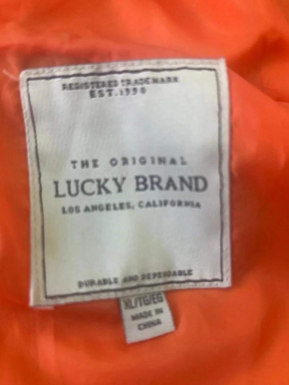 Lucky Brand Men’s Camo Field Jacket with Orange Hood Lining